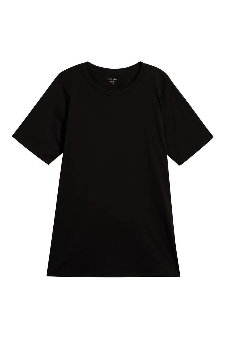 Crewneck Organic Cotton T-Shirt, Alternate, color, BLACK