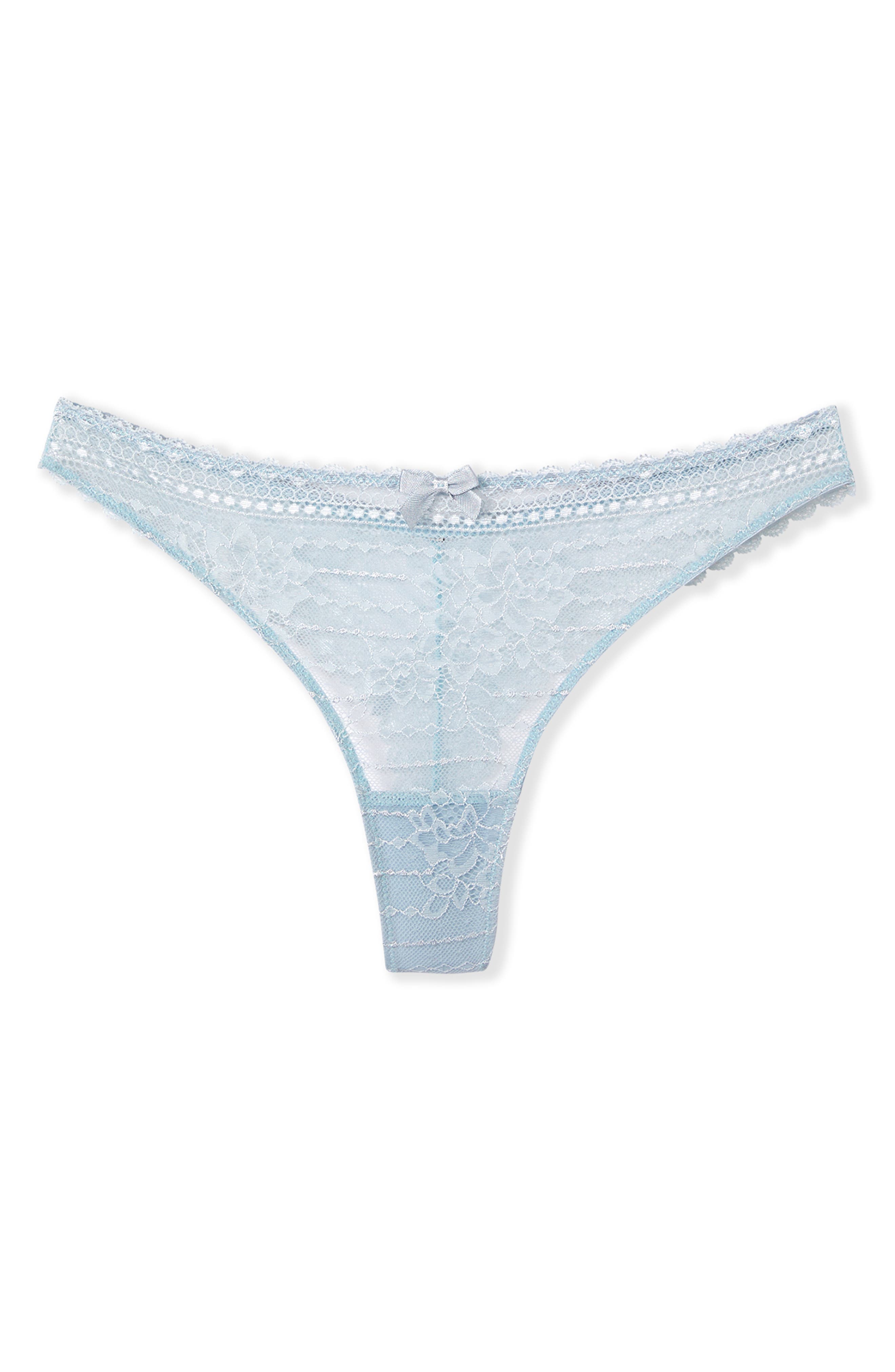 Etam Panama Lace Thong in Light Blue 