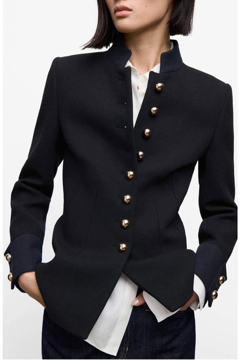 Fitted Cotton Blend Jacket, Main, color, BLACK