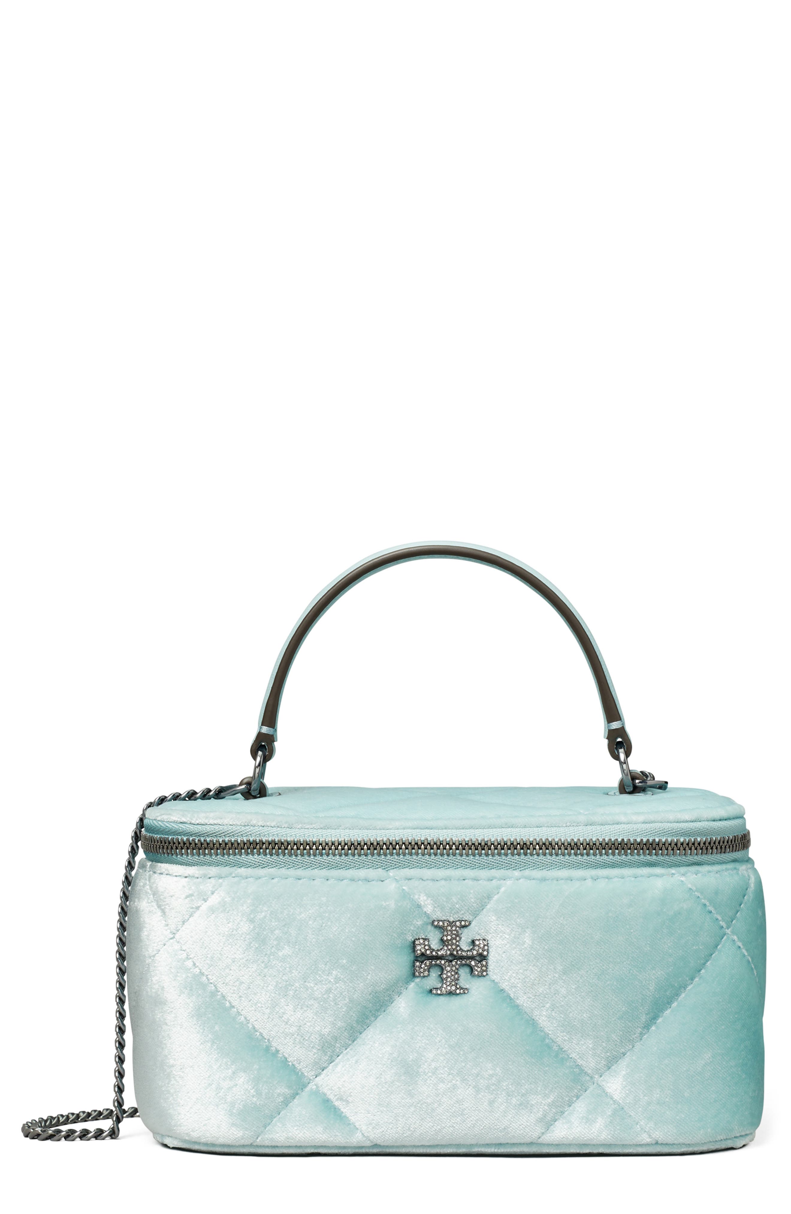 Tory Burch Kira Quilted Velvet Vanity Case, Main, color, 