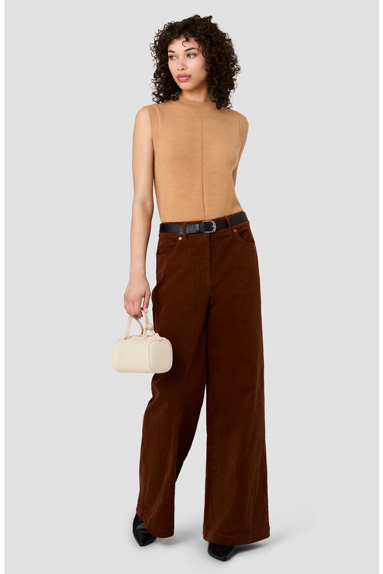 Casey Wide Leg Corduroy Pants, Alternate, color, CHESTNUT BROWN