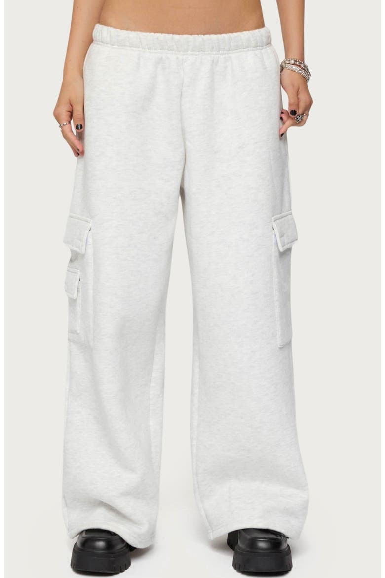 Wide Leg Cargo Sweatpants, Main, color, LIGHT-GRAY