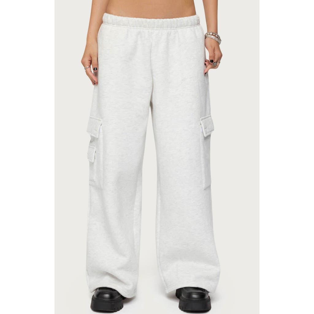 Edikted Petite Wide Leg Cargo Sweatpants In White