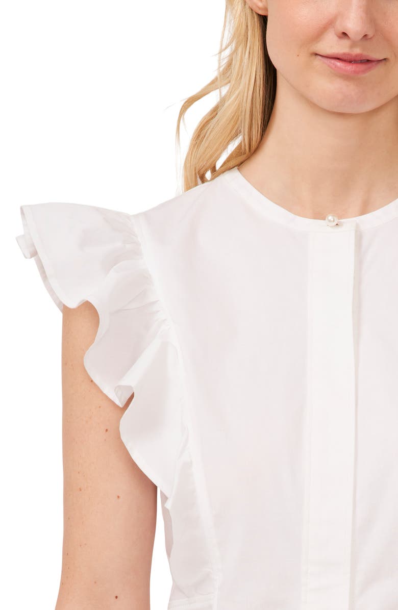 CeCe Ruffle Sleeve Stretch Cotton Poplin Top, Alternate, color,