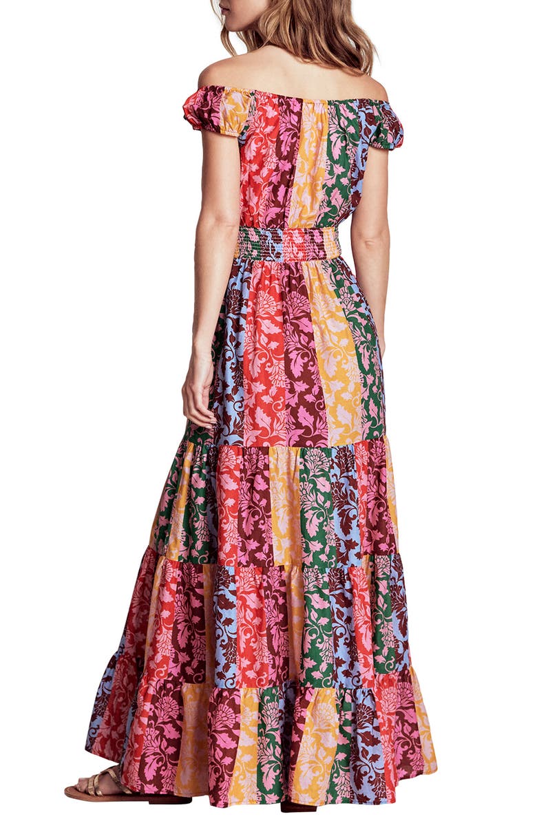 Boden Convertible Neck Tiered Maxi Dress, Alternate, color, Multi, Ornate Vine Hotch