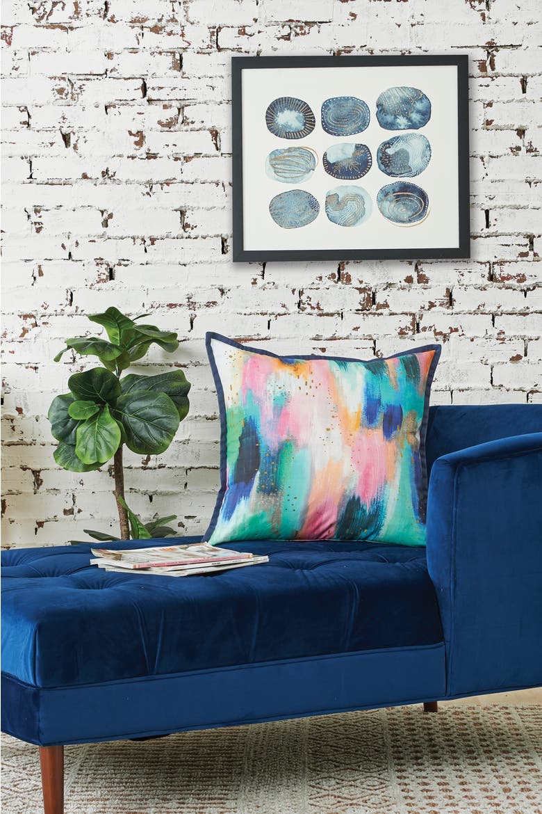 Abstract Watercolor Brushstroke Accent Throw Pillow 22" x 22", Alternate, color, Blue
