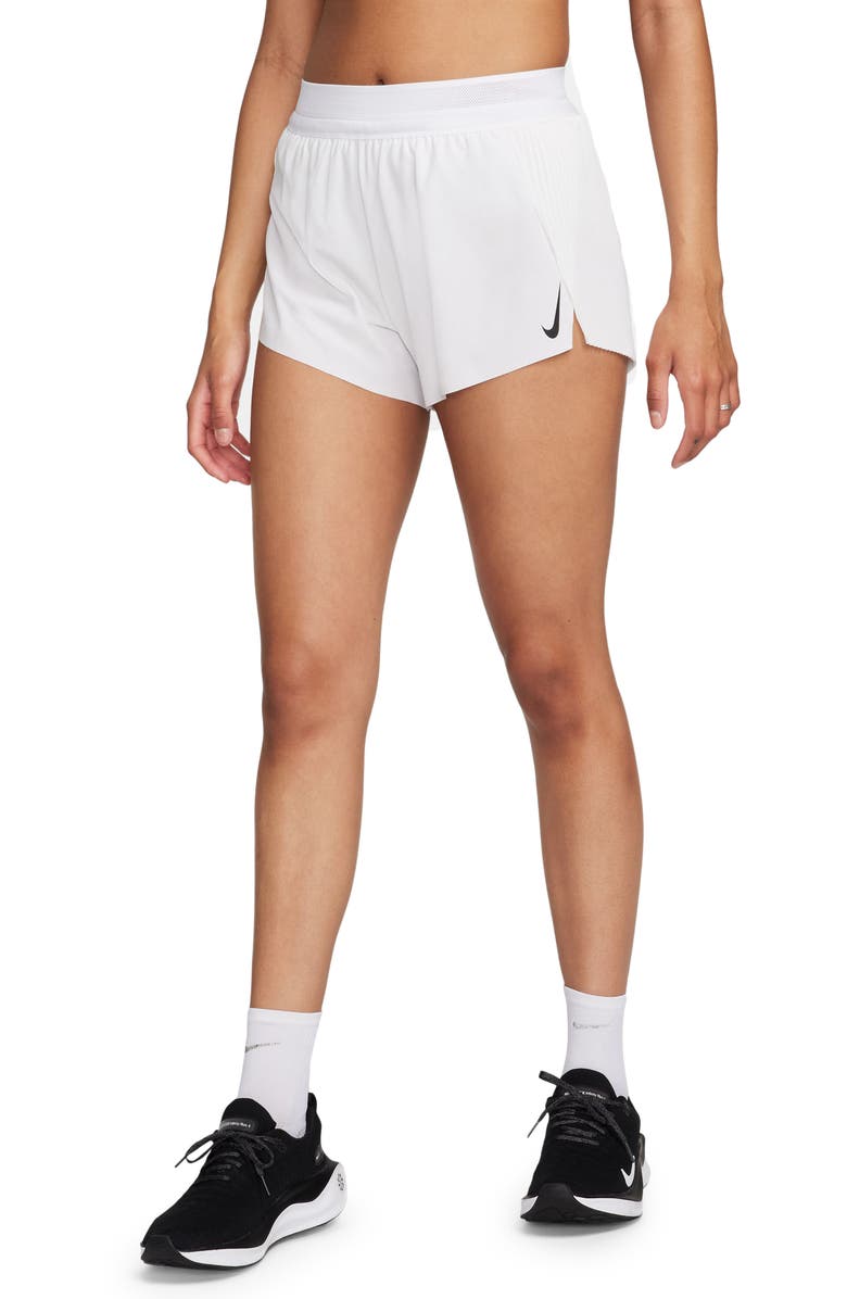 Nike Dri-FIT AeroSwift Running Shorts, Main, color, 100 White/Black
