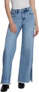 HINT OF BLU Frayed Split Hem Mid Rise Wide Leg Jeans