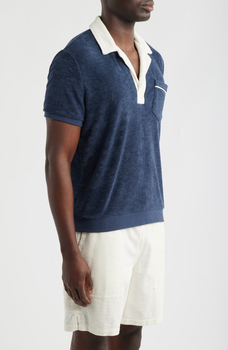 Marine Layer Emilio Vintage Terry Polo, Alternate, color, Navy/White