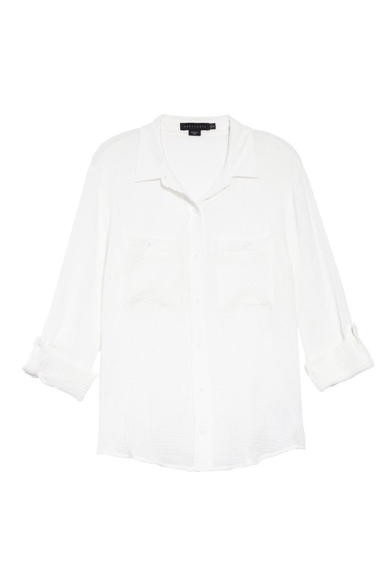 Steady Boyfriend Roll Tab Shirt, Alternate, color, WHITE