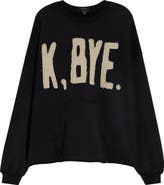 R13 K, Bye Appliqué Oversize Cotton Cutoff Sweatshirt