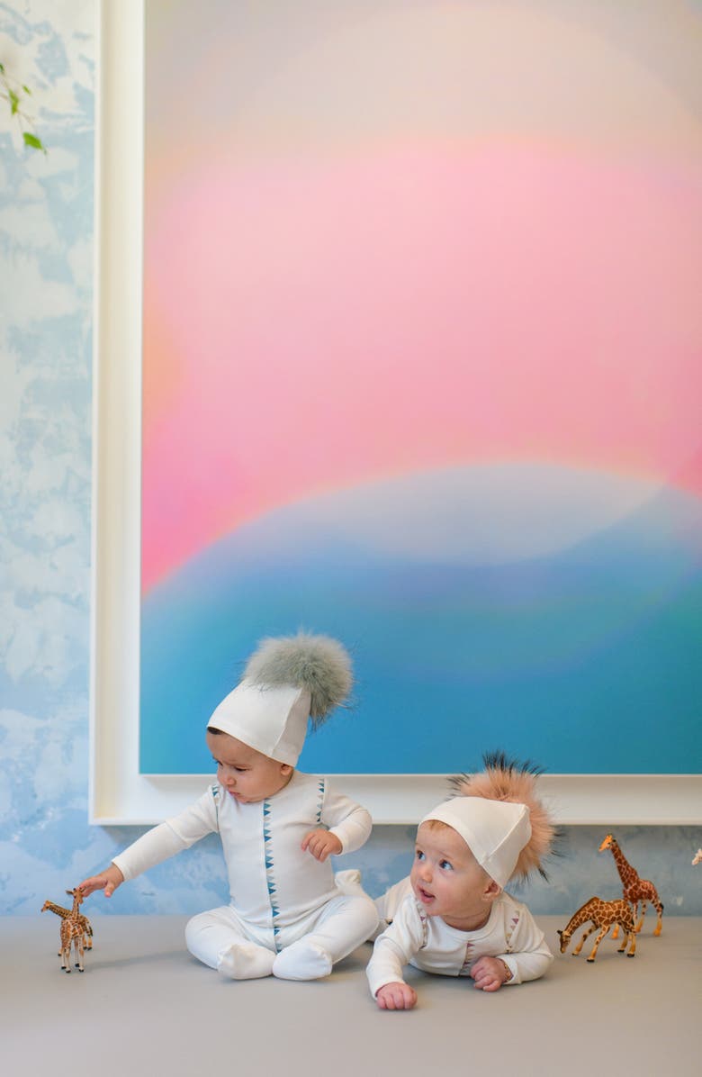 Manière Triangle Cotton Blend Footie, Alternate, color, White