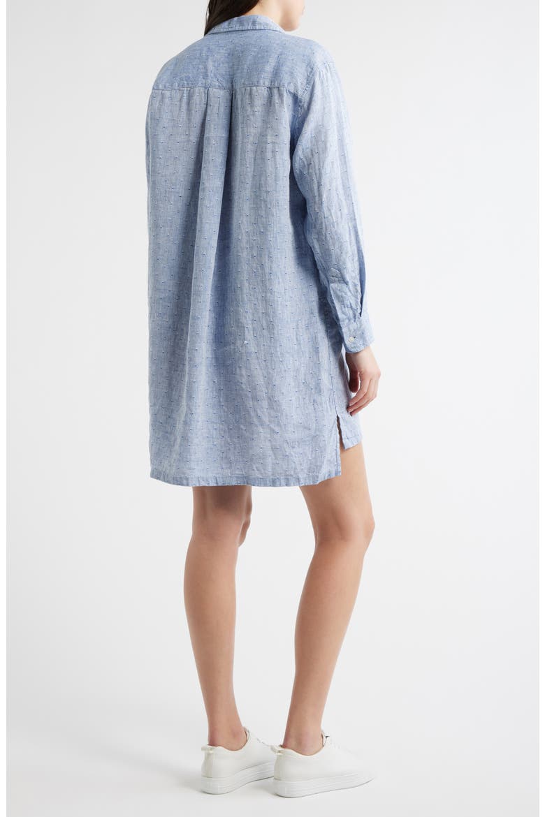 Hunter Stripe Step Hem Linen & Cotton Shirtdress, Alternate, color, BLUE LINEN HEARTS