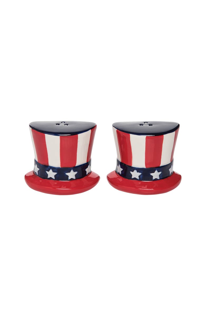 C&F Home Patriotic Stars & Stripes Flag Ceramic Salt & Pepper Shaker Set of 2, Alternate, color, Blue