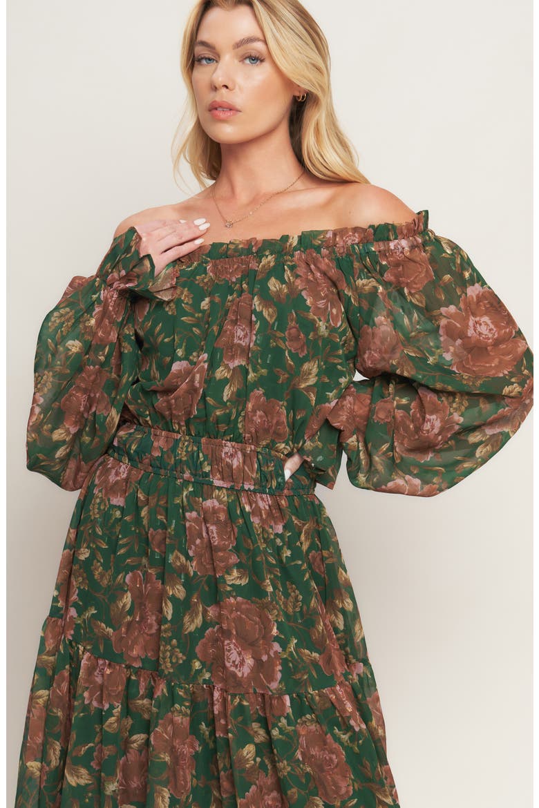 Floral Off-the-Shoulder Maxi Dress, Alternate, color, GREEN