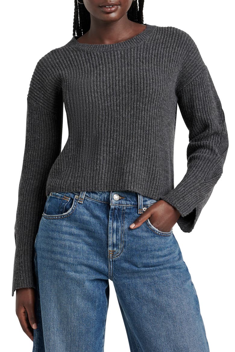 Elliana Crop Sweater, Main, color, HEATHER SHADOW