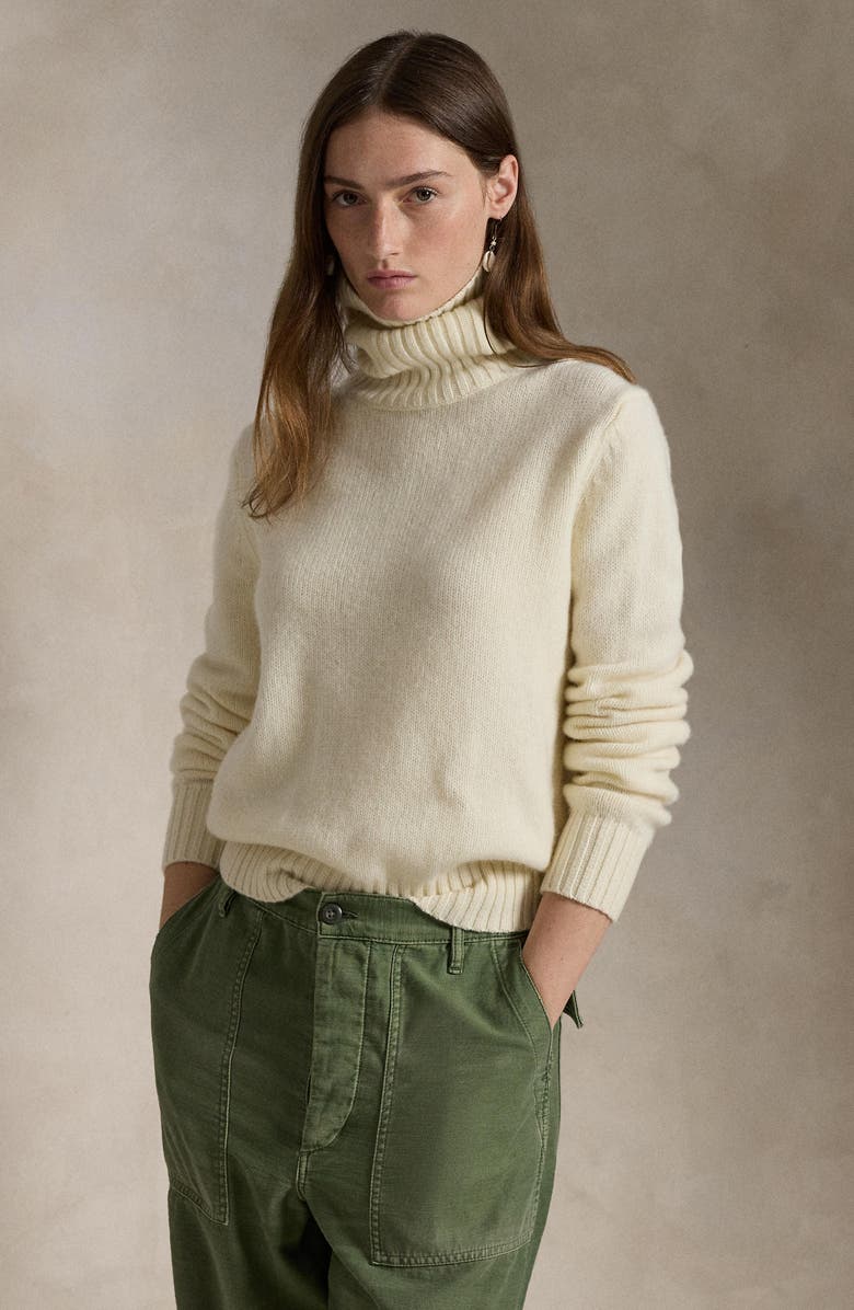 Polo Ralph Lauren Wool Turtleneck Sweater, Alternate, color, Authentic Cream