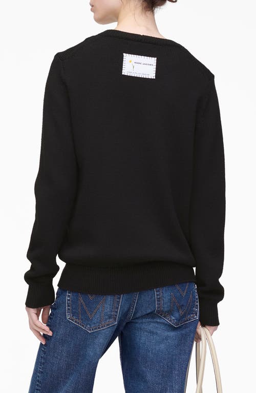 Marc Jacobs Marc Is Joy Jacquard Merino Wool Crewneck Sweater In Black