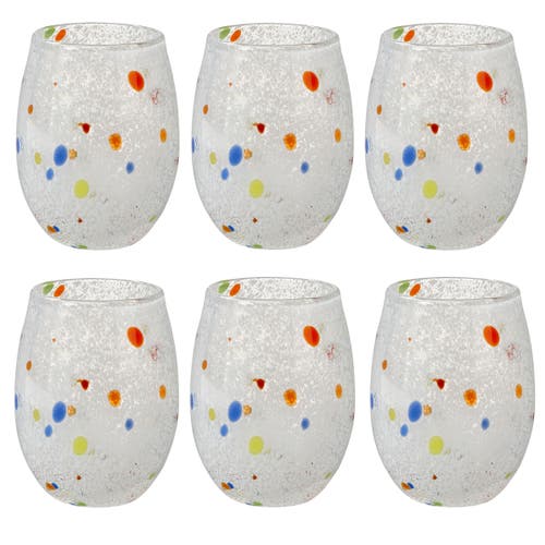 Tag Confetti Glass Stemless Drinkware Red White Blue Set Of 6 In Multi