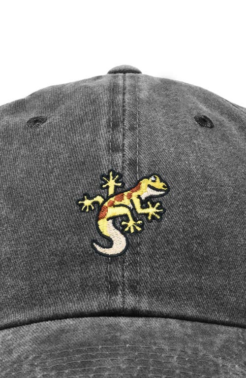 Dalix Gecko Embroidered Casual Cap In Washed Black