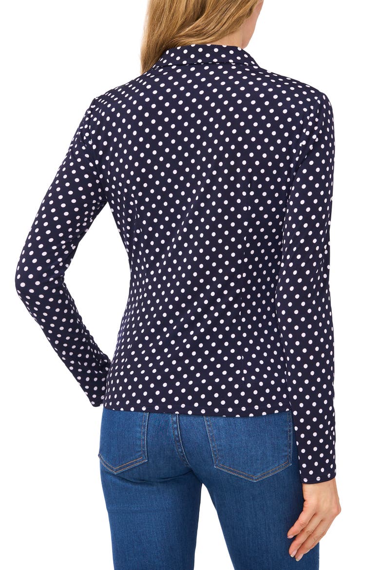 Polka Dot Long Sleeve Twist Front Top, Alternate, color, CLASSIC NAVY