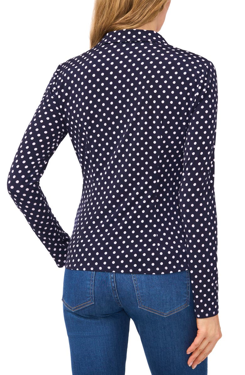 CeCe Polka Dot Long Sleeve Twist Front Top, Alternate, color,
