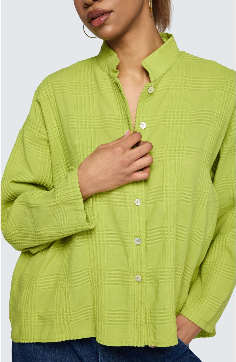 LUUKAA Serina Mandarin Collar Shirt, Alternate, color, Lime