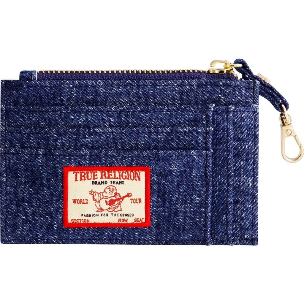 True Religion Denim Zip Card Case In Blue