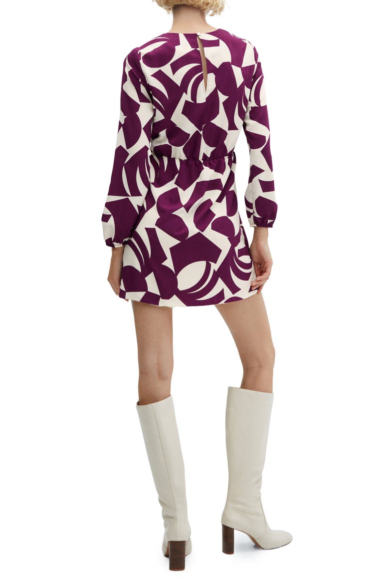 Murcia Print Long Sleeve Minidress, Alternate, color, DARK RED