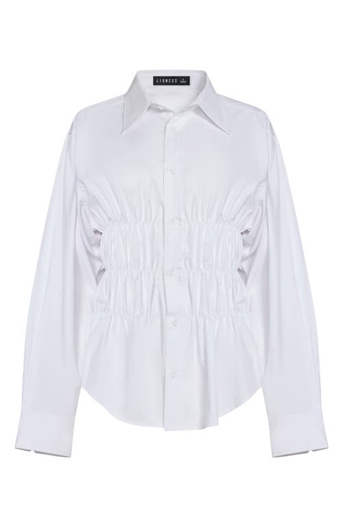 Lioness Chloe Cotton Wide Sleeve Cuffed Ruched Detail Oversized Shirt