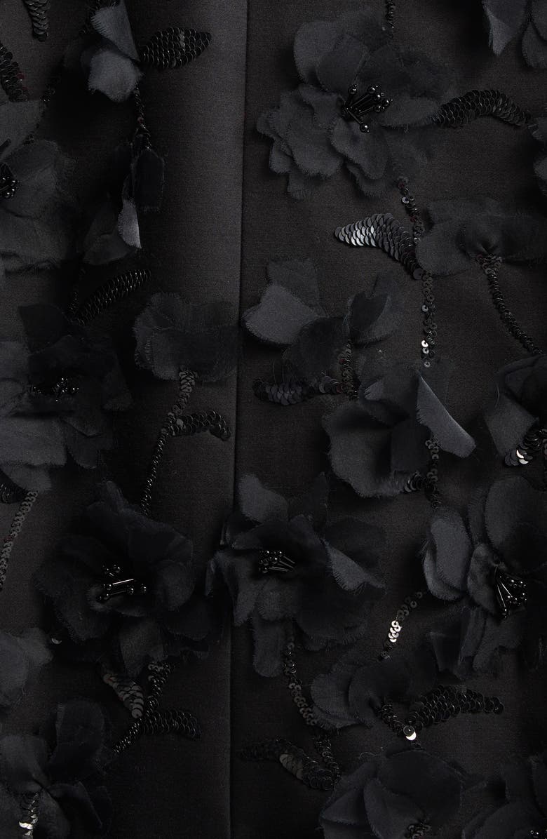 Michael Kors Collection Floral Appliqué Silk & Wool Mikado Balmacaan, Alternate, color, 