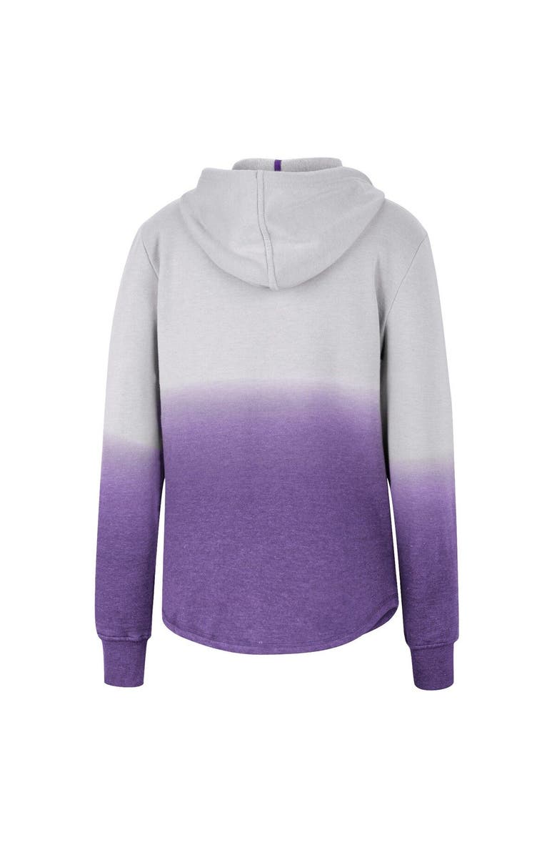 COLOSSEUM Women's Colosseum Gray/Purple LSU Tigers Aurelia Dip-Dye Quarter-Snap Pullover Hoodie, Alternate, color, 