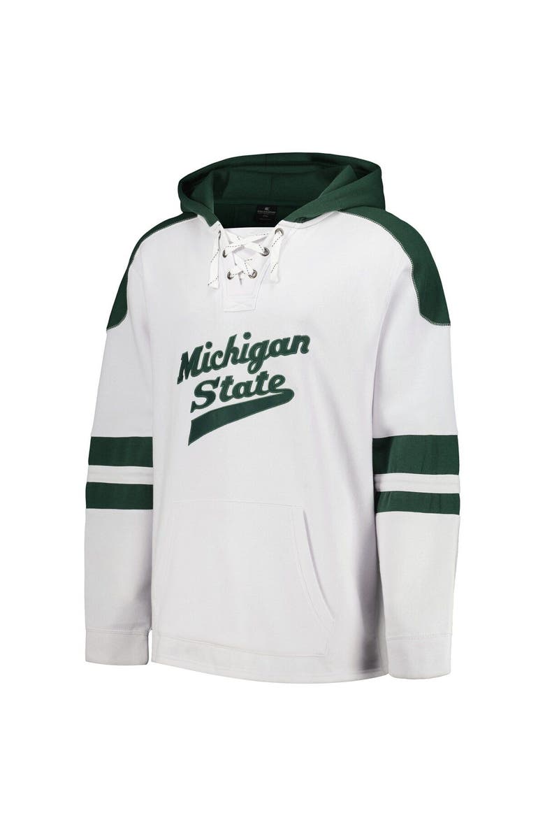 COLOSSEUM Men's Colosseum White Michigan State Spartans Lace-Up 4.0 Pullover Hoodie, Alternate, color, 