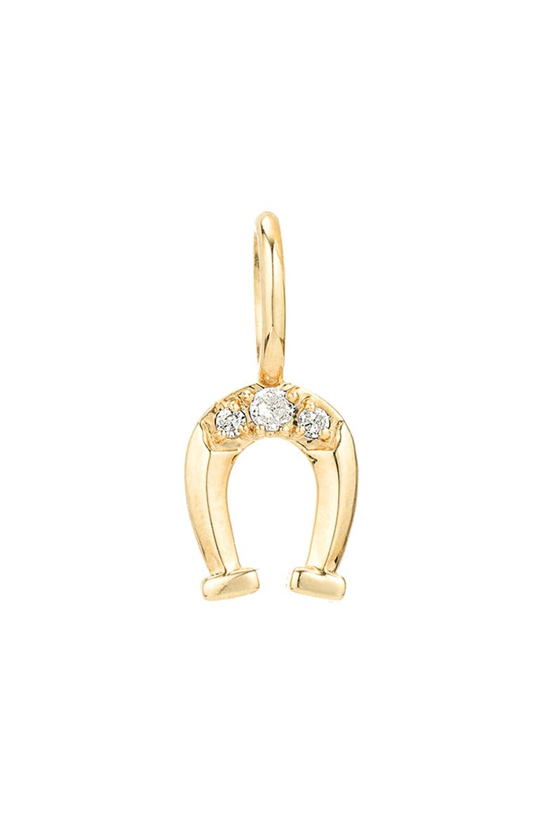 Diamond Horseshoe Mini Charm, Main, color, 9K YELLOW GOLD