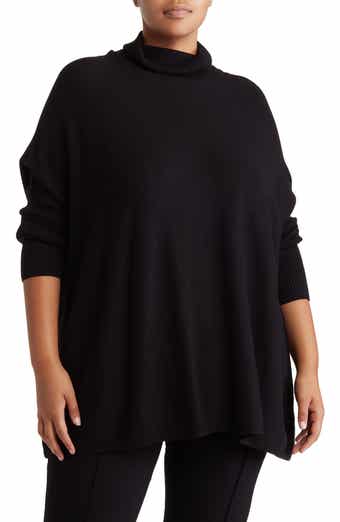 Easy Solid Turtleneck Poncho Sweater