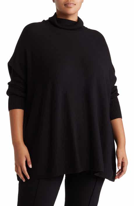 Easy Solid Turtleneck Poncho Sweater