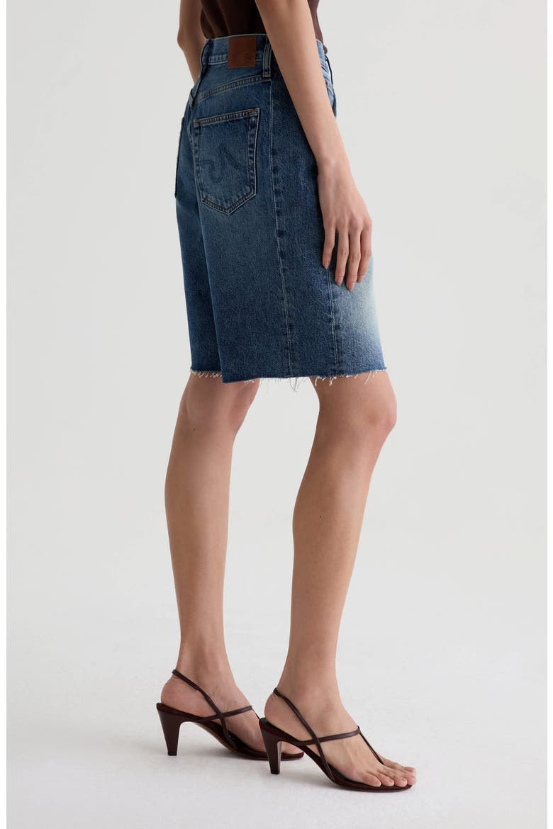 Hattie Raw Hem High Waist Denim Barrel Shorts, Alternate, color, NOSTALGIA