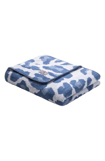 Brooks Brothers Leopard Print Throw Blanket In Blue