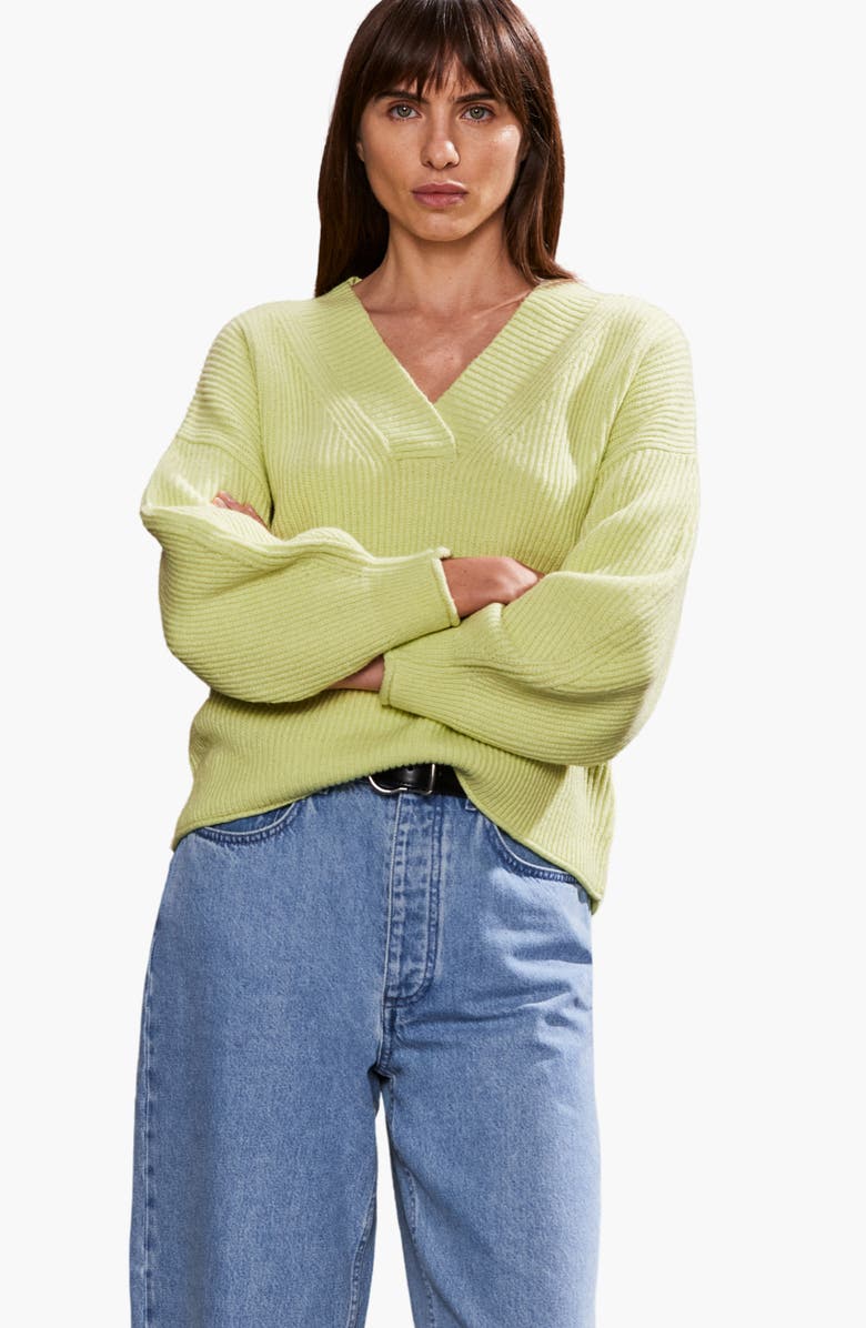 Ro&Zo V-Neck Jumper, Main, color, Lime