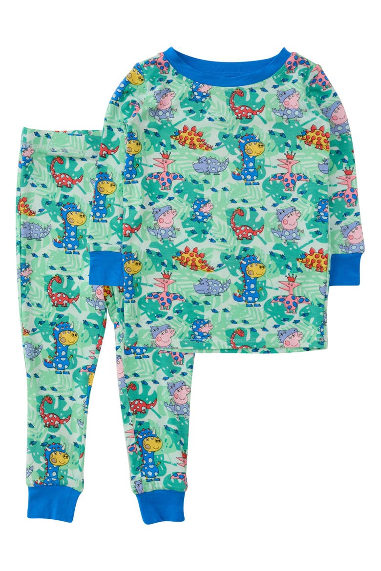 Peppa Pig & Friends Long Sleeve Pajama Set, Viscose, Main, color, Dinosaur Peppa Pig & Friends