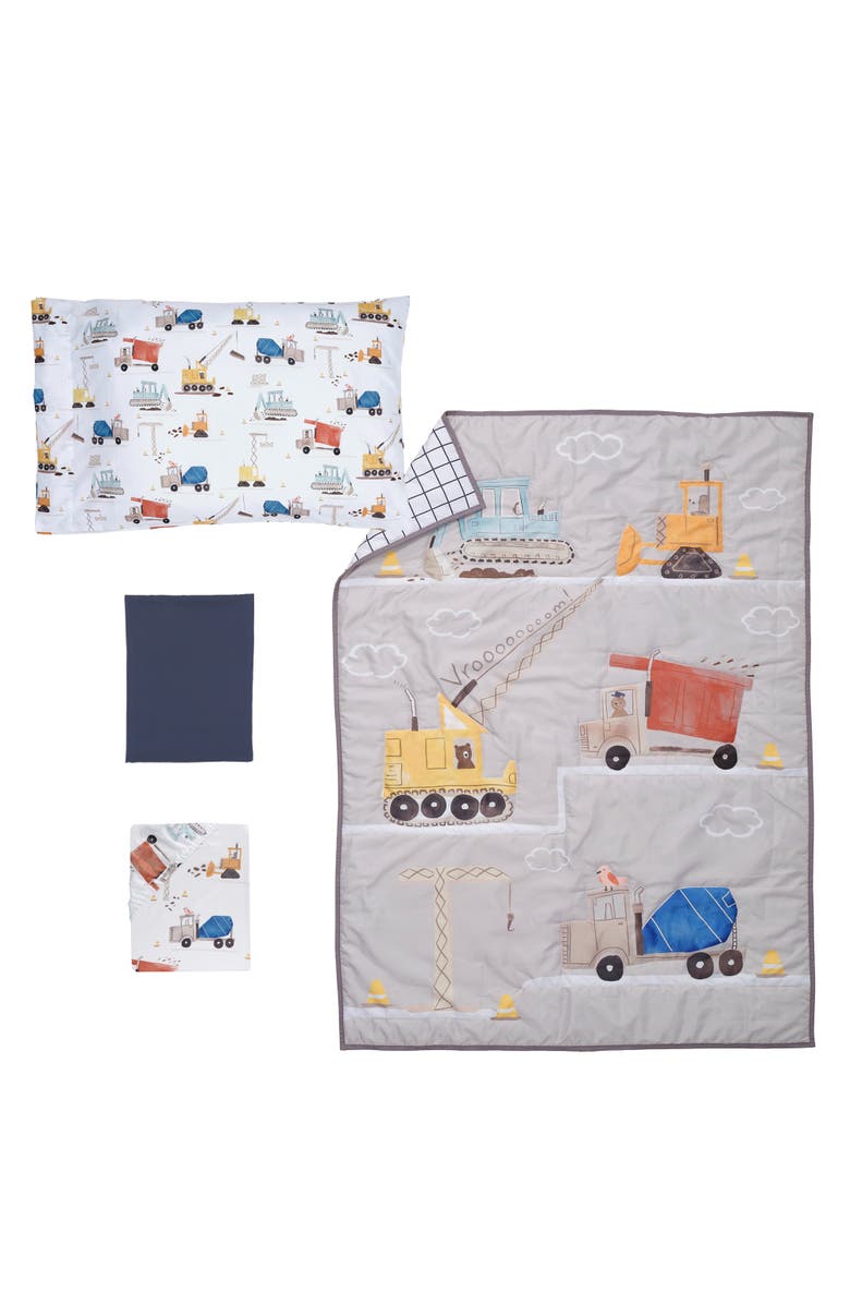 Bedtime Originals 4-Piece Construction Zone Toddler Bedding Set, Main, color, Gray