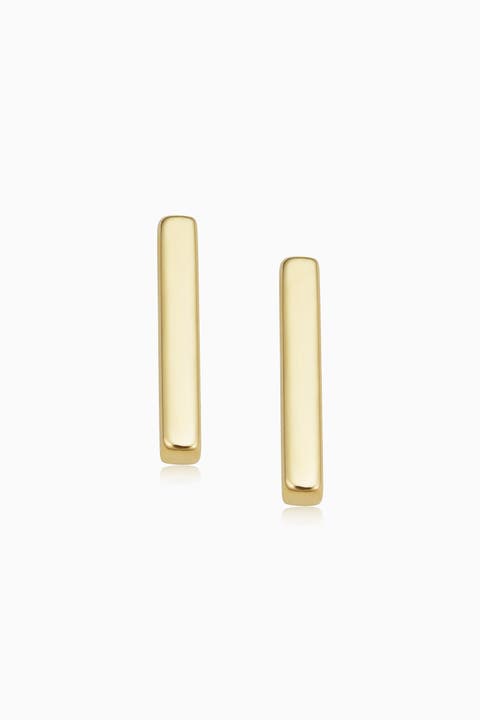 14K Yellow Gold Pisa Bar Studs