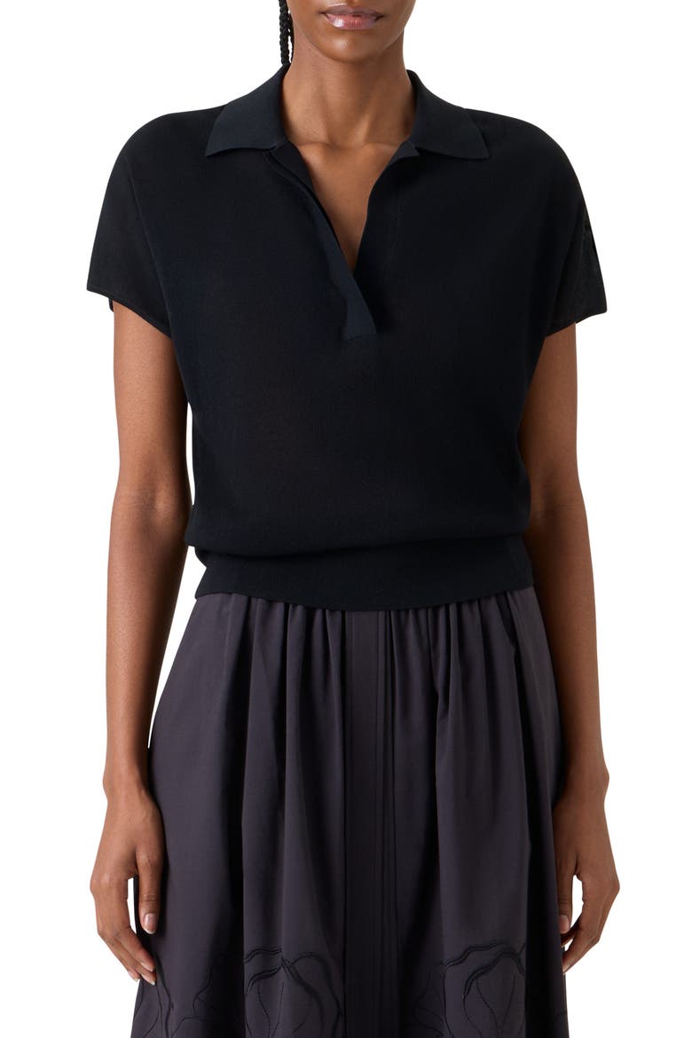 Relaxed Fit Polo Sweater, Main, color, BLACK