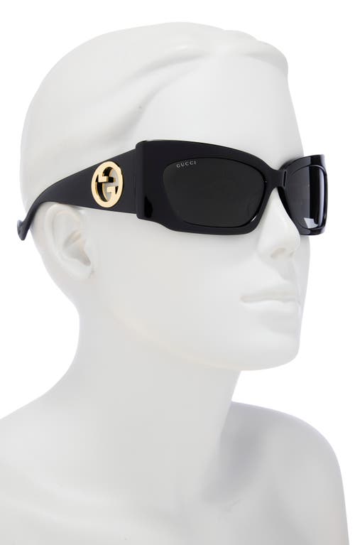 Gucci 62mm Rectangular Sunglasses In Black Black Grey