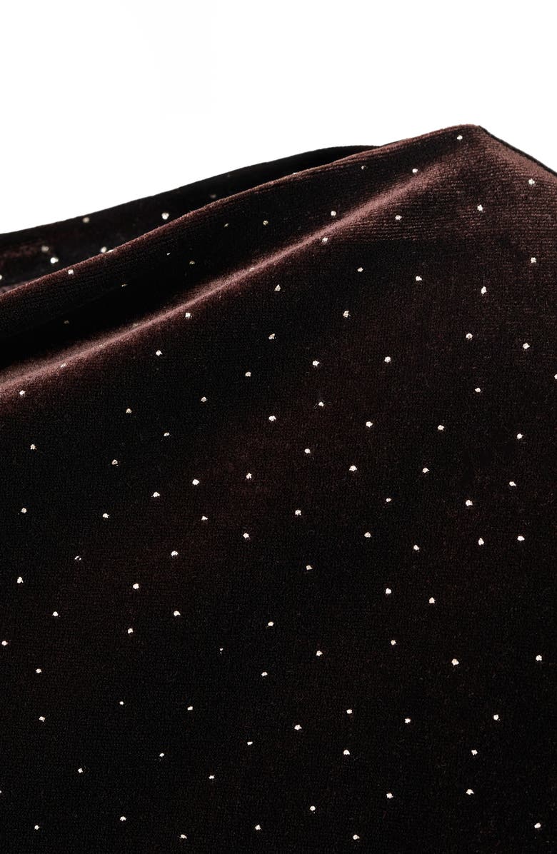 MANGO Rhinestone Long Sleeve Velvet Dress, Alternate, color, Brown