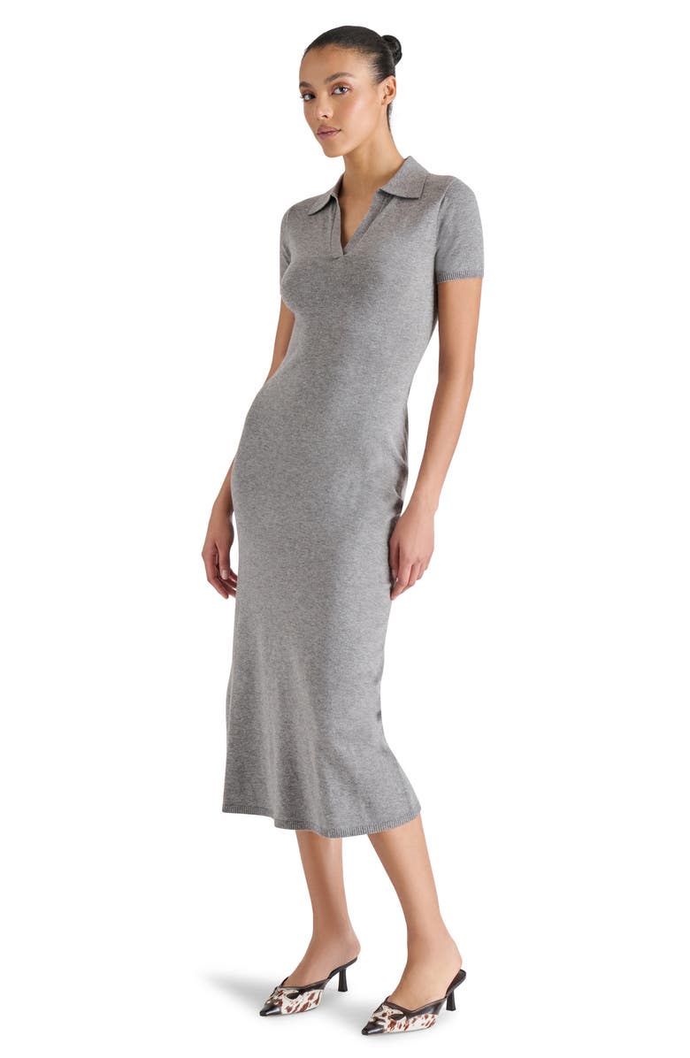 Steve Madden Banks Polo Midi Sweater Dress, Alternate, color, Medium Grey Heather