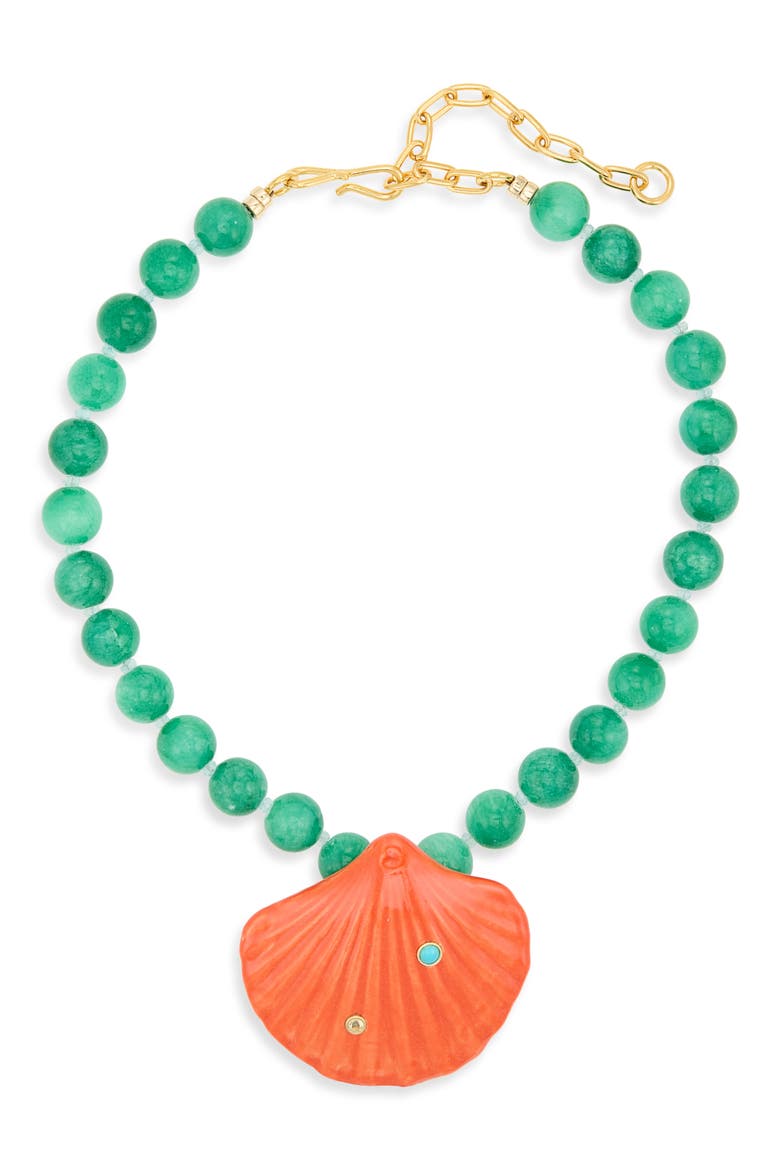 Corfu Shell Pendant Necklace, Main, color, MULTI