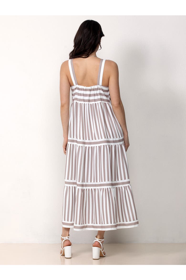 Striped Tiered Maxi Dress, Alternate, color, Beige