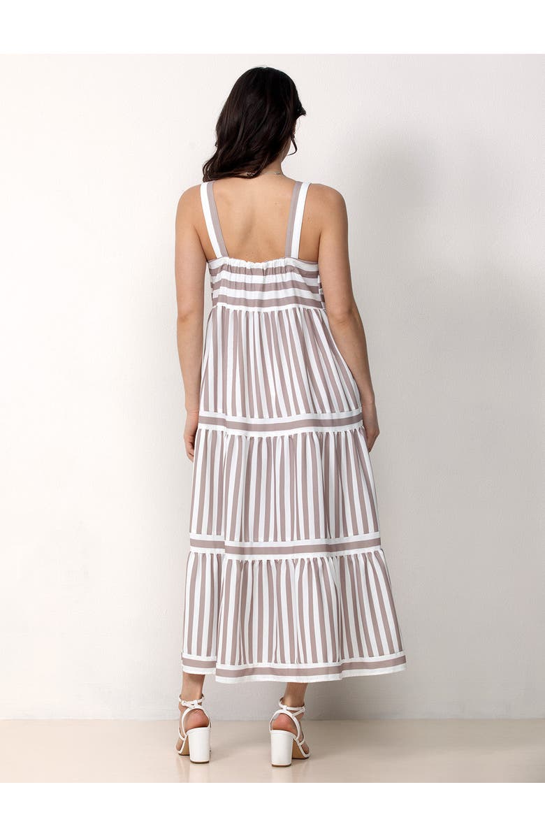 Single Stitch Striped Tiered Maxi Dress, Alternate, color, Beige