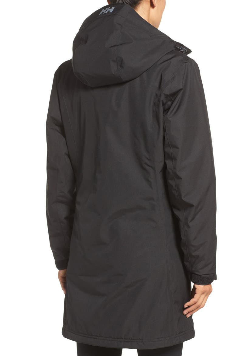 Belfast Long Waterproof Winter Rain Jacket, Alternate, color, BLACK